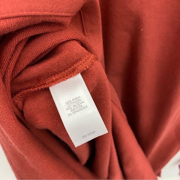 Pure J. Jill NWT Large Petite Brick Red Orange Pima Cotton Side Slit Midi Dress - Picture 13 of 15